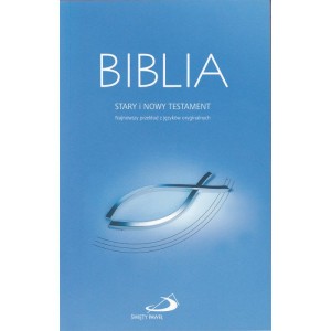 Biblia "z rybką" miękka, niebieska z paginatorami