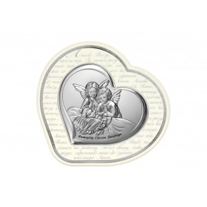 OBRAZEK ANIOŁKI MODLĄCE SIĘ NAD DZIECIĄTKIEM - SERCE - ANIELE BOŻY 6451/3AS, 23X21